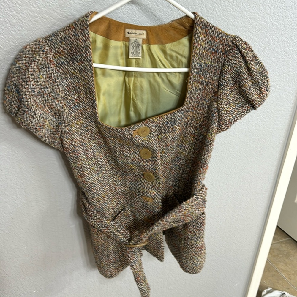 Tweed, capped sleeve jacket, button down, Anthropologie